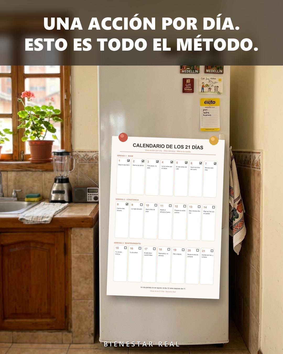 Calendario imprimible del Ritual de los 21 Días